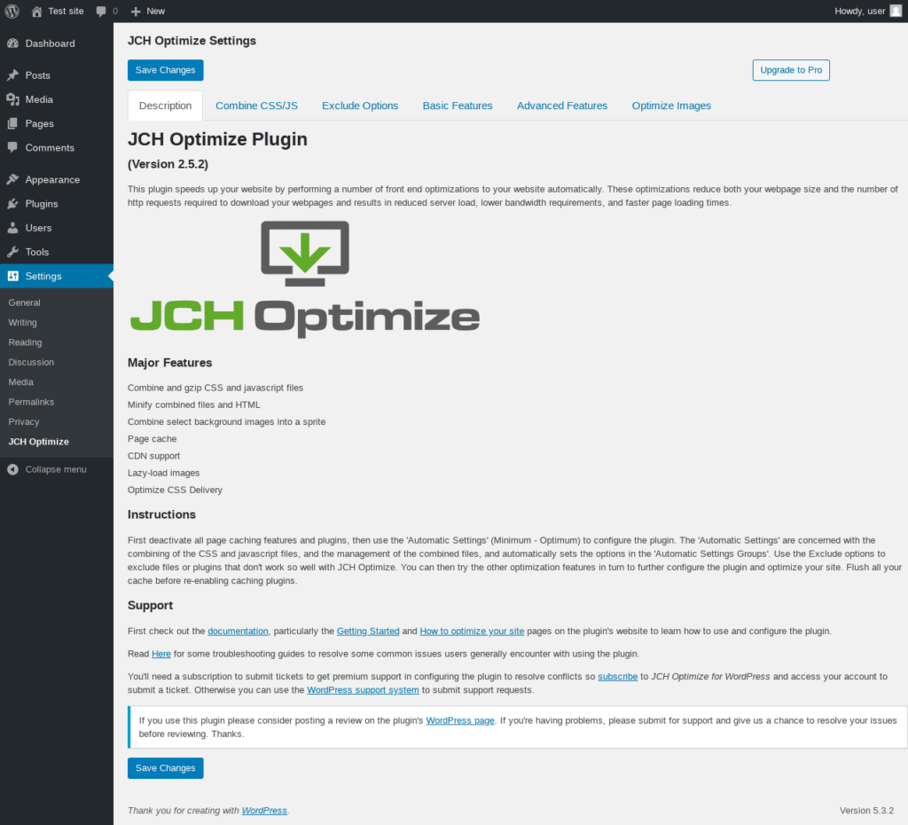 Các plugin Minify JS và CSS tốt nhất cho WordPress JCH Optimize
