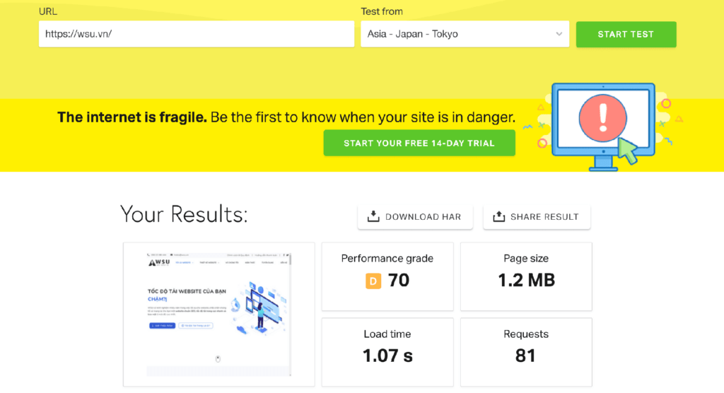 Các công cụ đo tốc độ website tốt nhất 2020 Công cụ đo tốc độ website Pingdom Website Speed Test