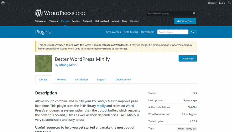 Plugin WordPress Minify