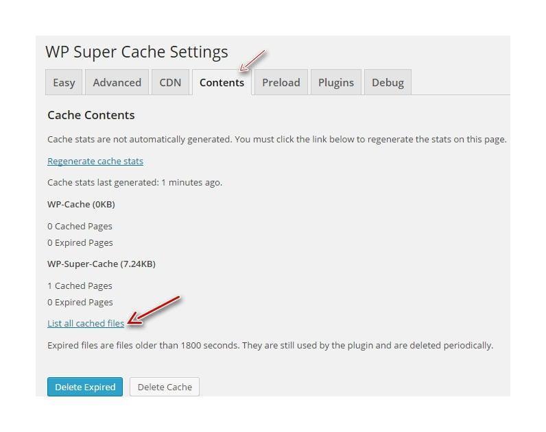 Quản lý các file Cache