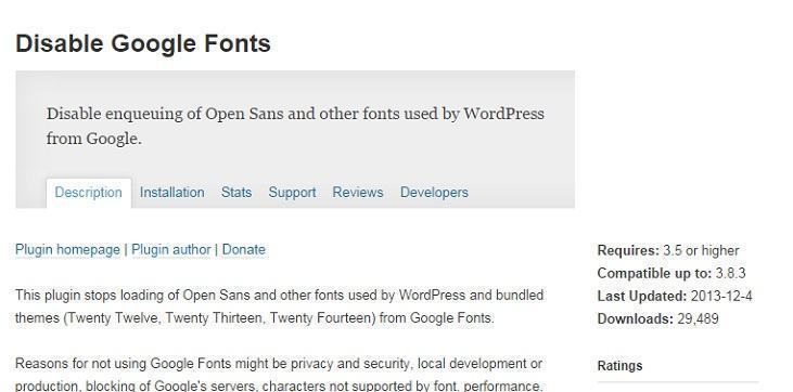 Sử dụng plugin để loại bỏ hoàn toàn Google Fonts