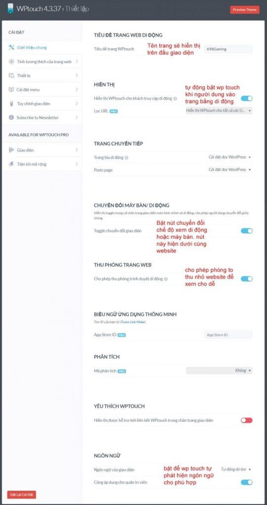 Hướng dẫn tối ưu wordpress trên mobile "dễ hiểu nhất" Tab giới thiệu chung