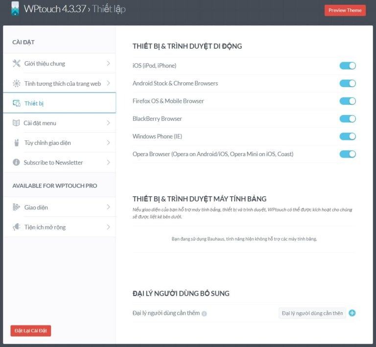 Hướng dẫn tối ưu wordpress trên mobile "dễ hiểu nhất" Tab thiết bị