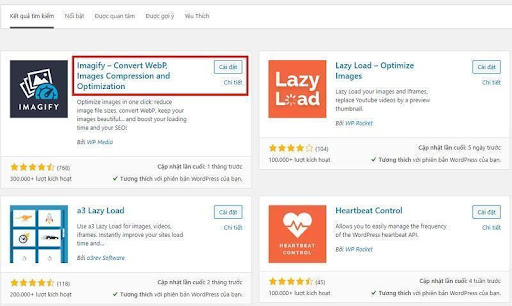 Cài đặt plugin Imagify vào wordpress