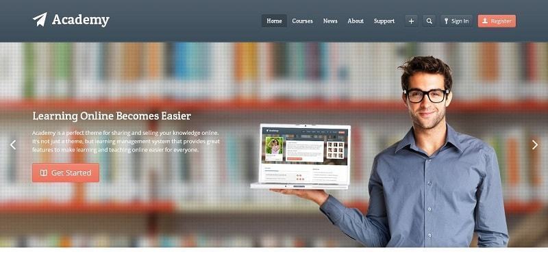 5 mẫu thiết kế website giáo dục chuyên nghiệp Academy là mẫu thiết kế website giáo dục chuyên nghiệp