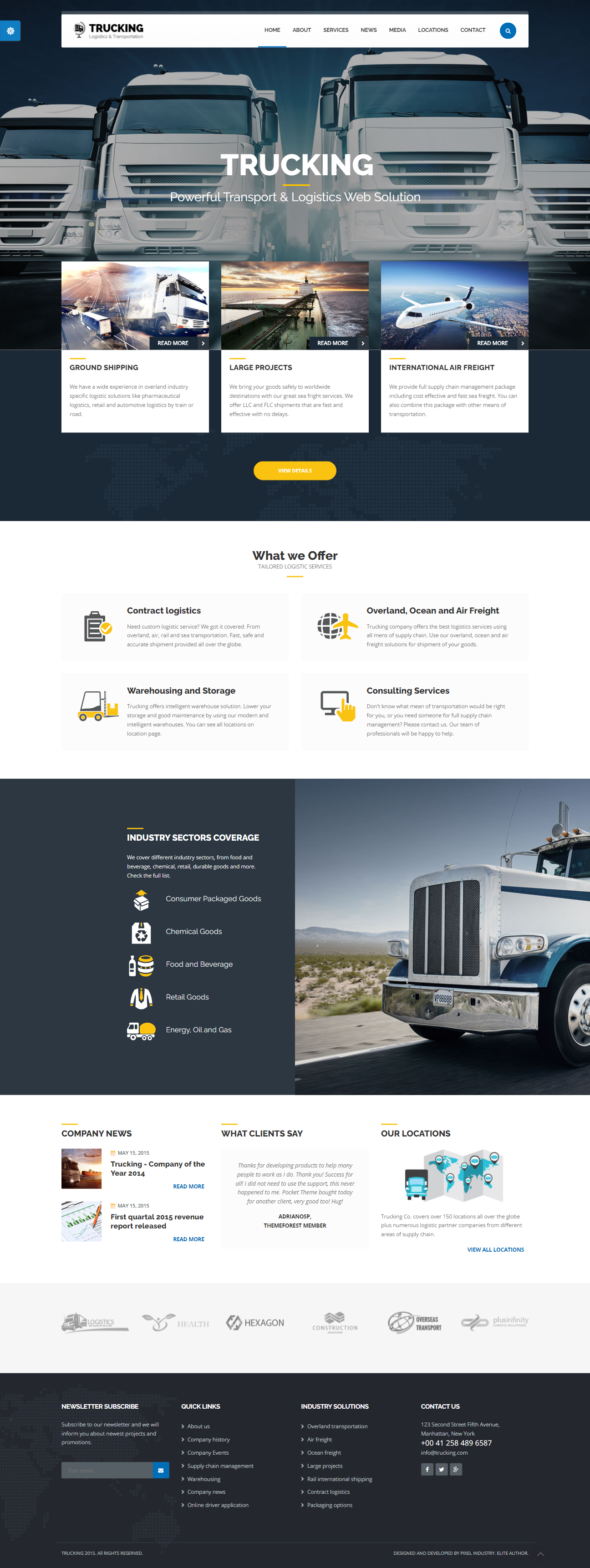mẫu giao diện website công ty vận tải trucking