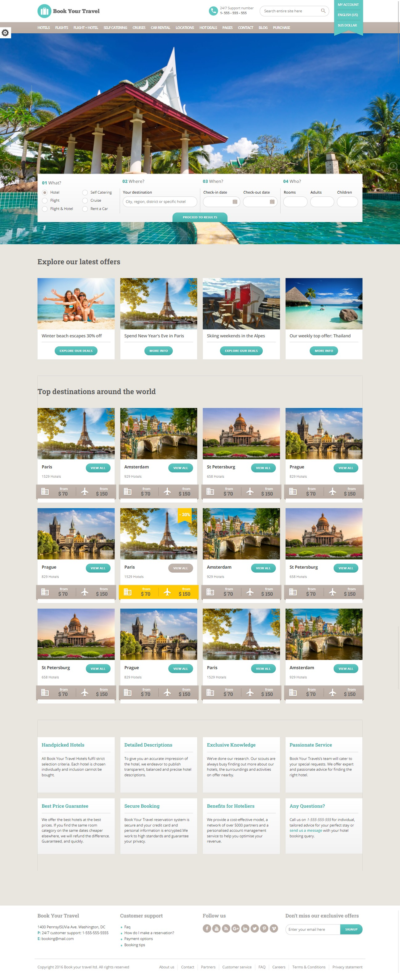Mẫu giao diện website Du lịch Book Your Travel