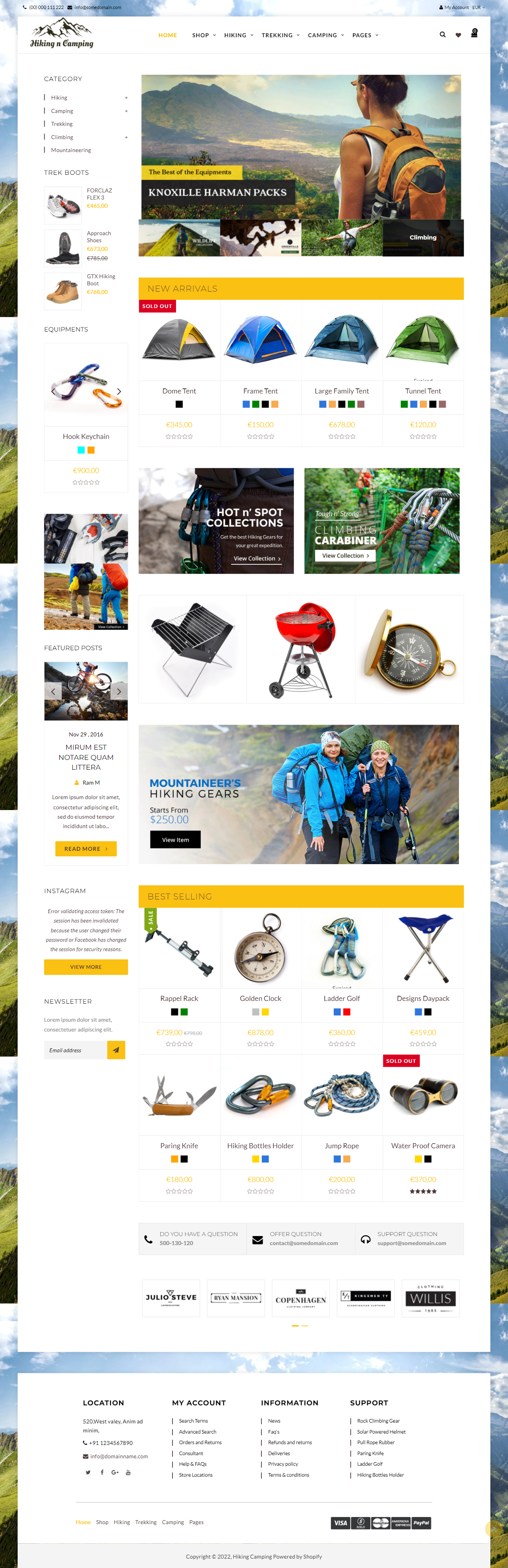 mẫu giao diện website du lịch hiking camping
