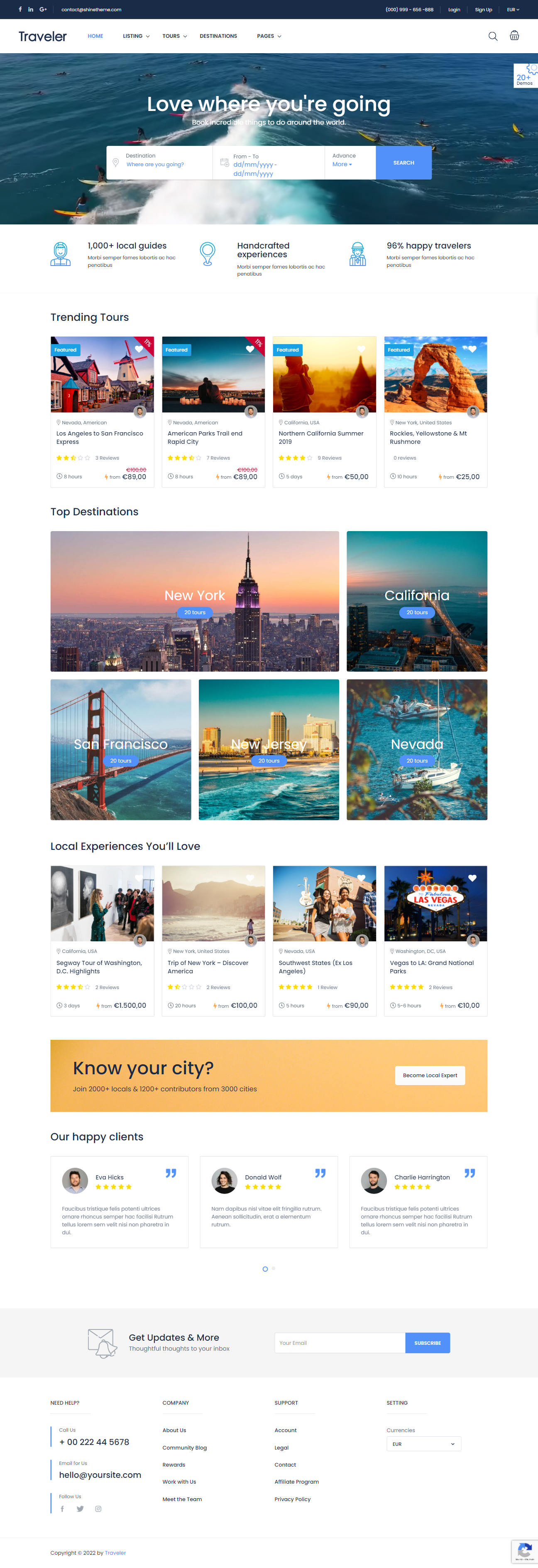 mẫu giao diện website du lịch traveler