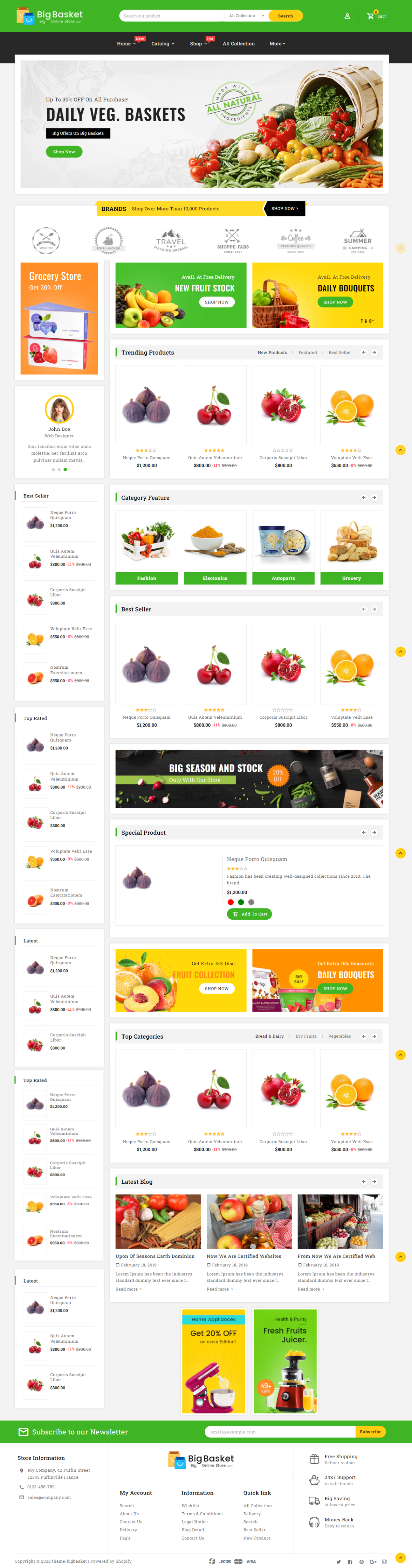 mẫu giao diện website thực phẩm bigbasket