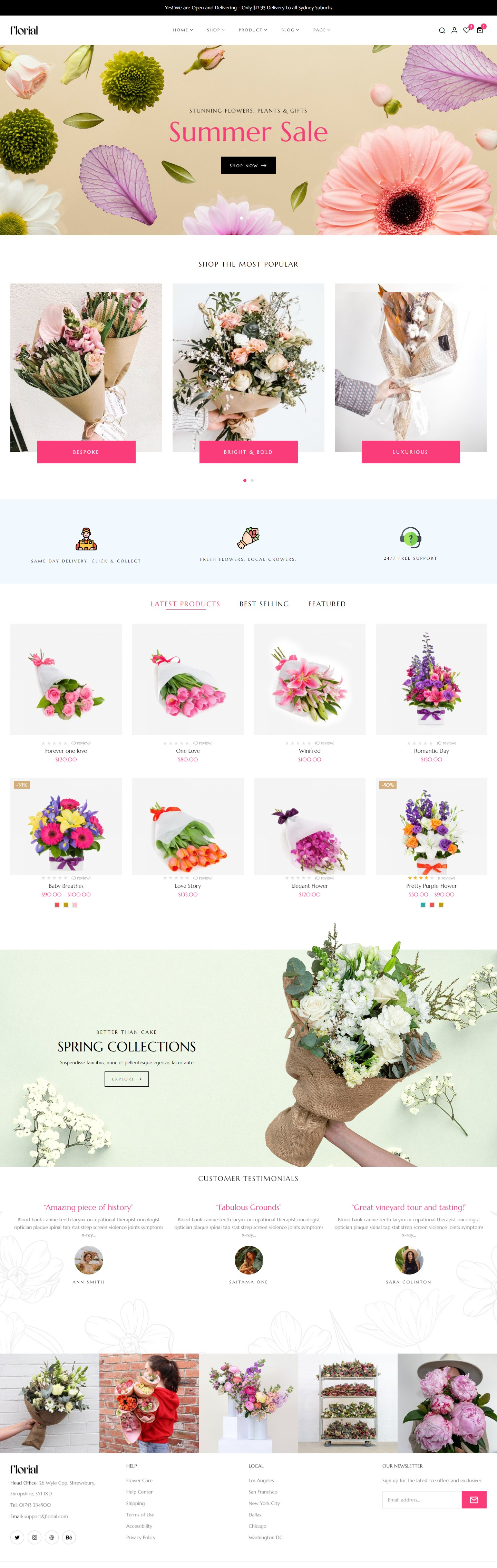 mẫu giao diện website cửa hàng hoa florial