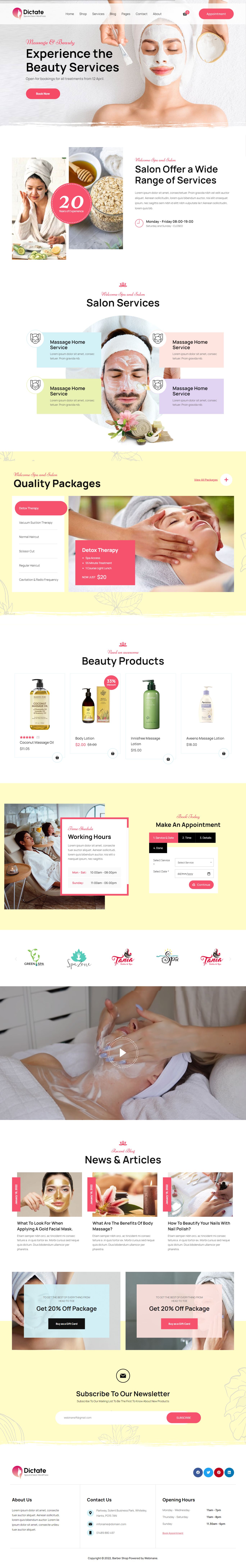 mẫu giao diện website spa dictate