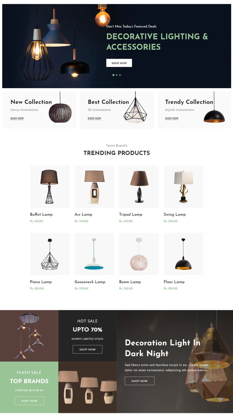 Mẫu giao diện thiết kế website nội thất "Lights"