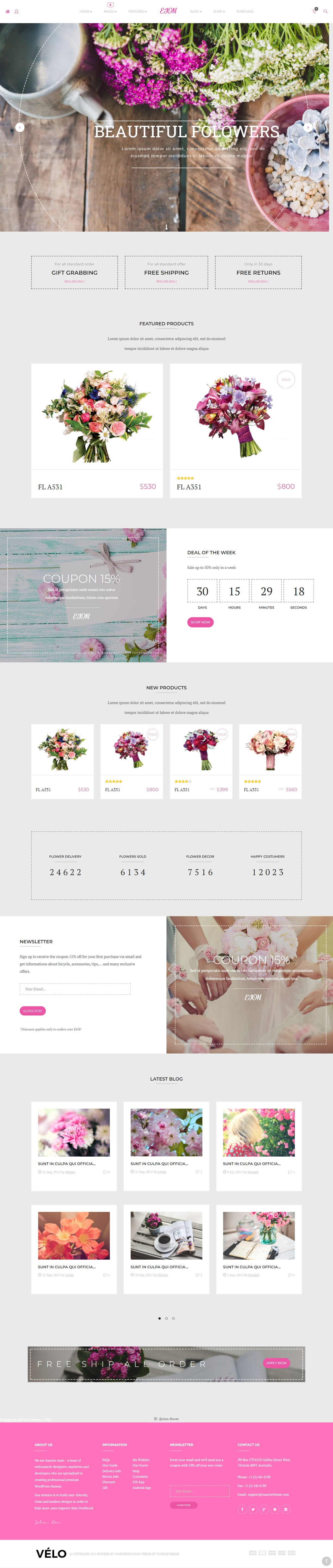 mẫu giao diện website cửa hàng hoa eion