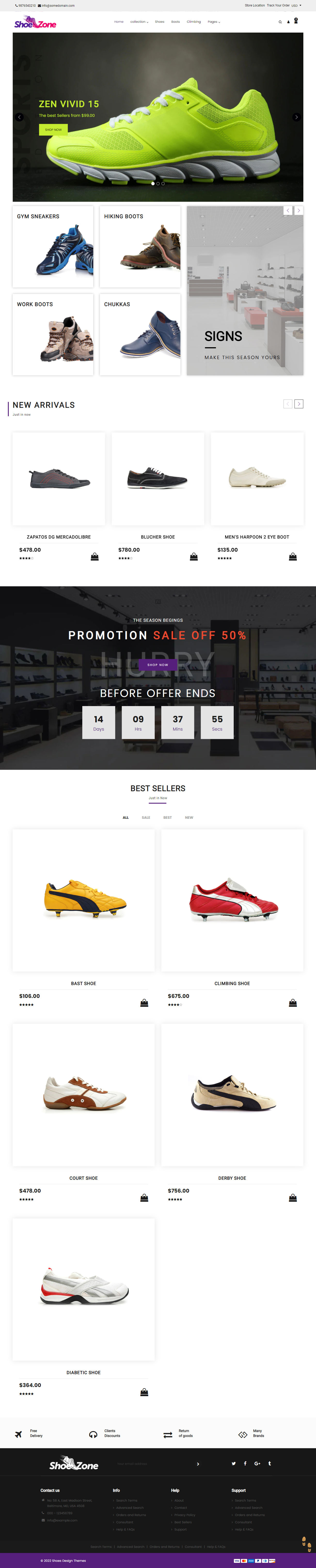 mẫu giao diện website giày shoe zone