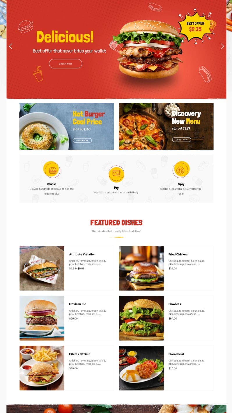 Mẫu Giao Diện Website Nhà Hàng Foodo