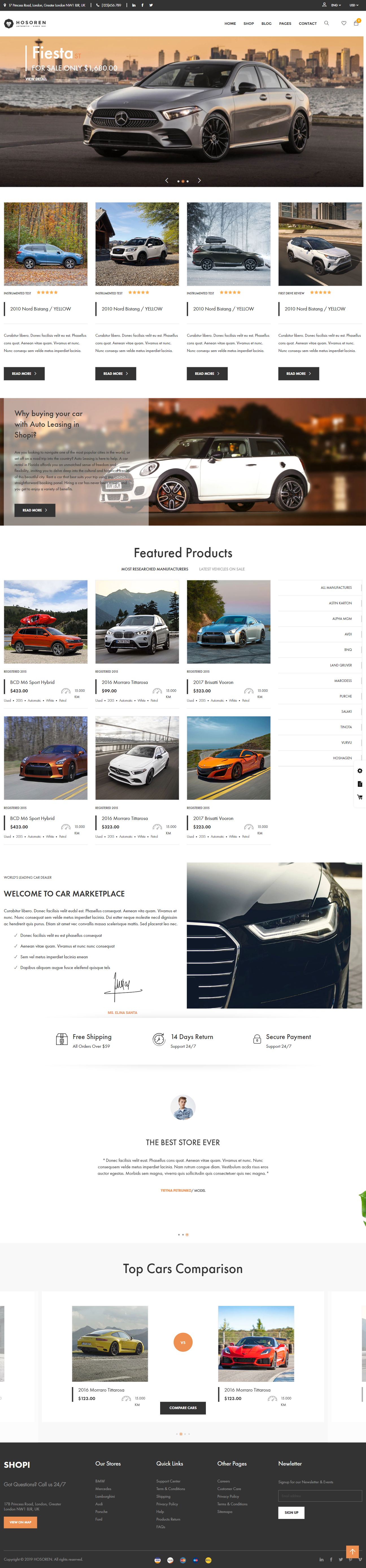 mẫu giao diện website ô tô hosoren