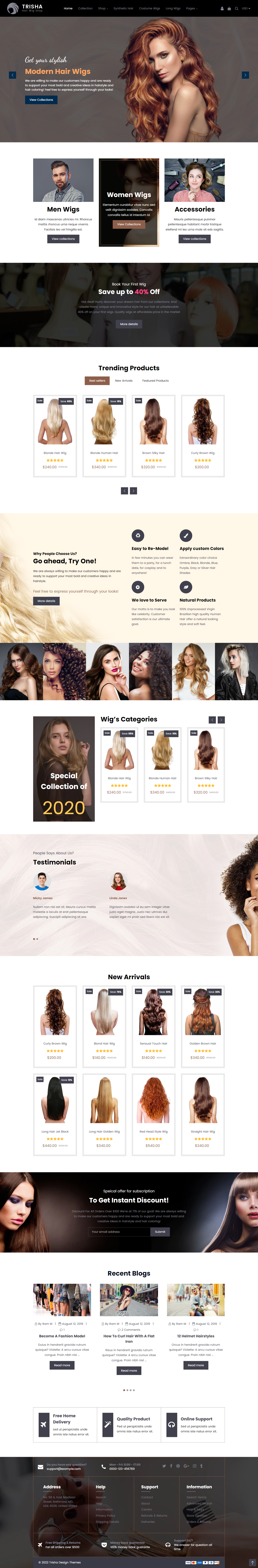 mẫu giao diện website salon tóc trisha