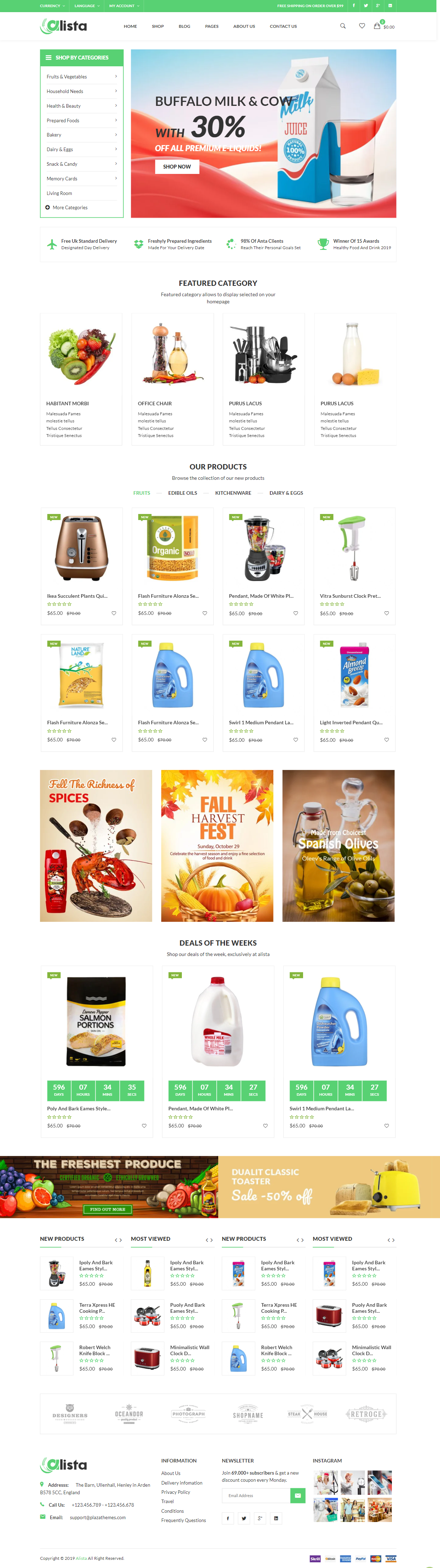 mẫu giao diện website siêu thị alista