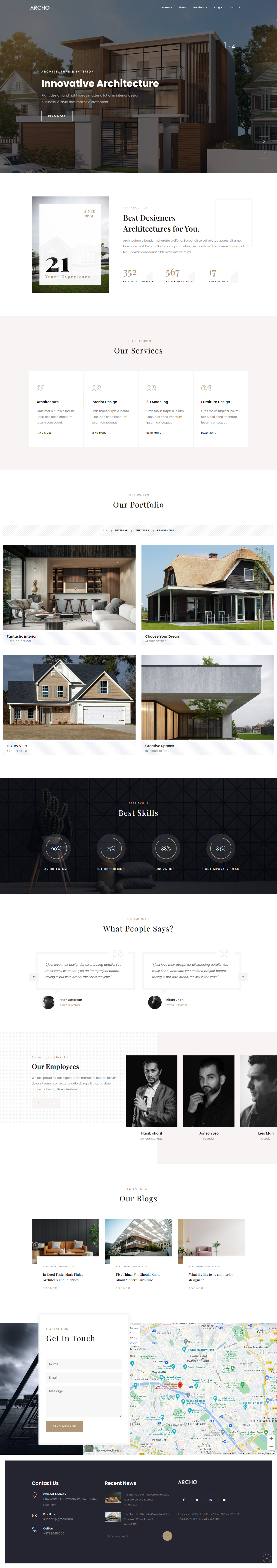 mẫu giao diện website thiết kế xây dựng archo