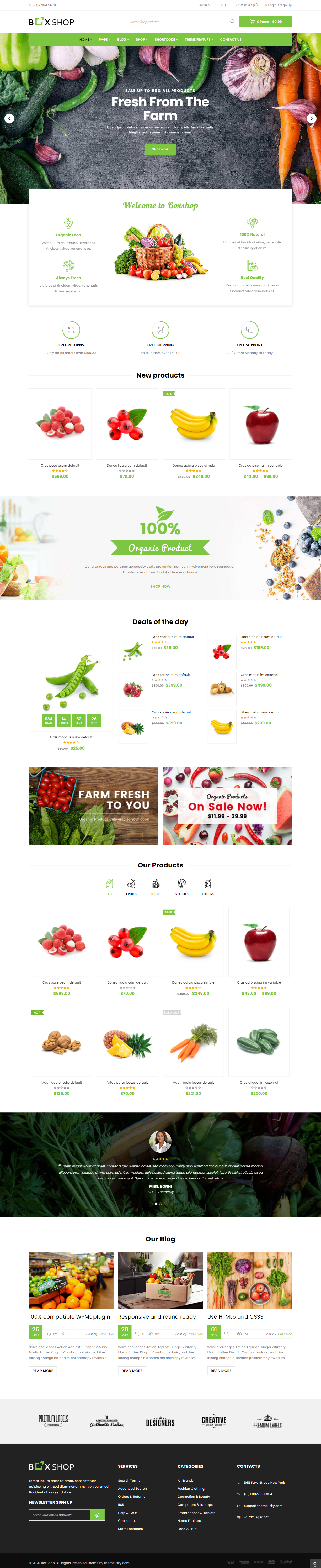 mẫu giao diện website thực phẩm boxshop