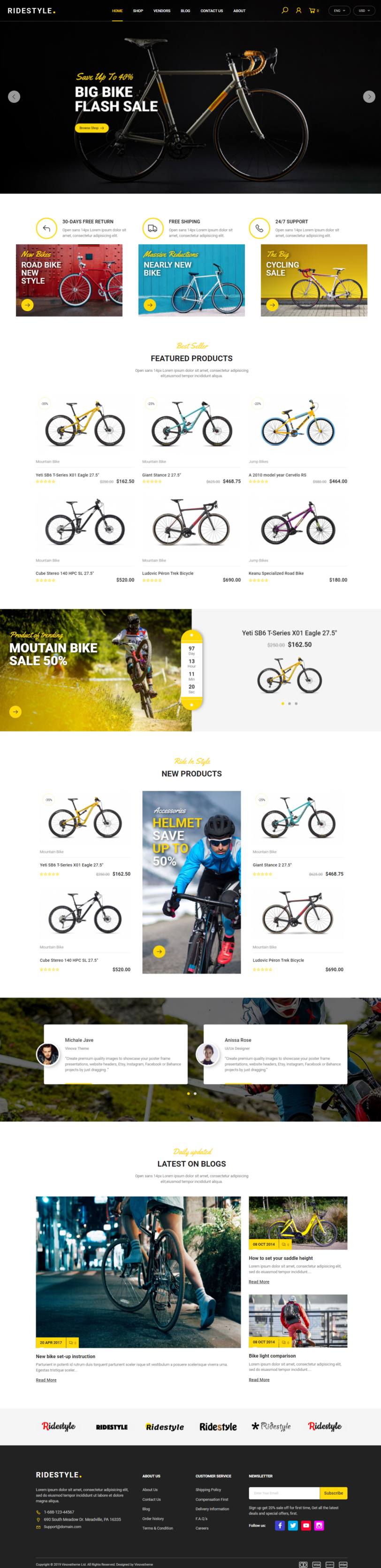 mẫu giao diện website xe đạp ridestyle