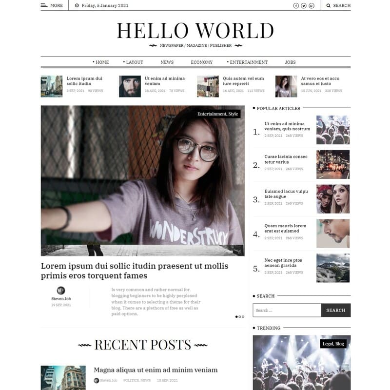 Mẫu Thiết Kế Website Tin Tức Hello World