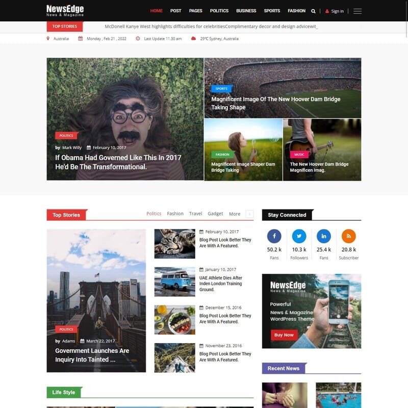 mẫu thiết kế website tin tức newsedge