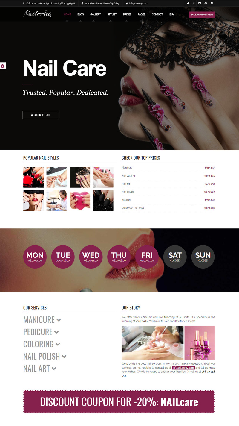 mẫu website spa nail art