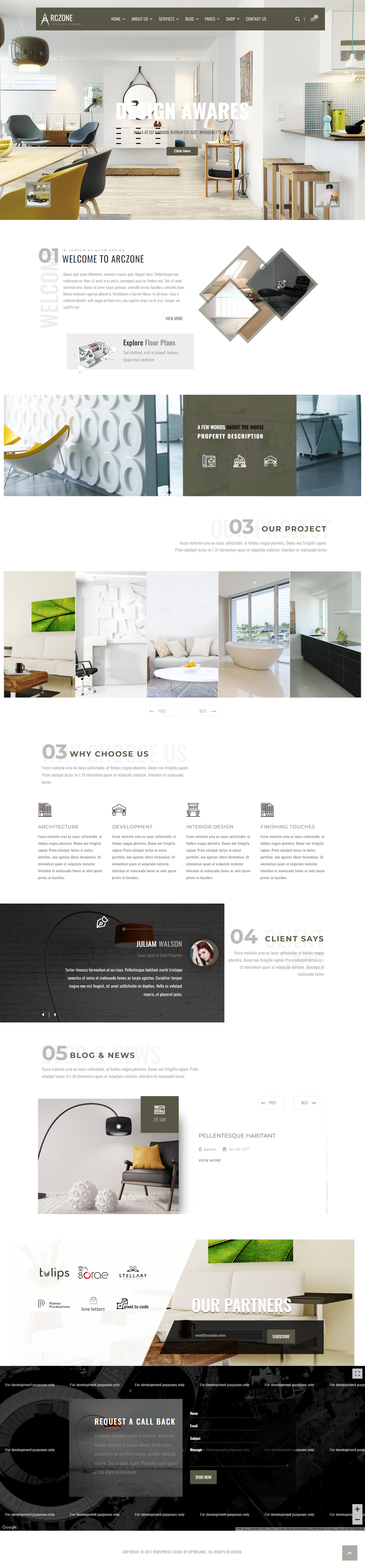 mẫu giao diện website thiết kế nội thất arczone