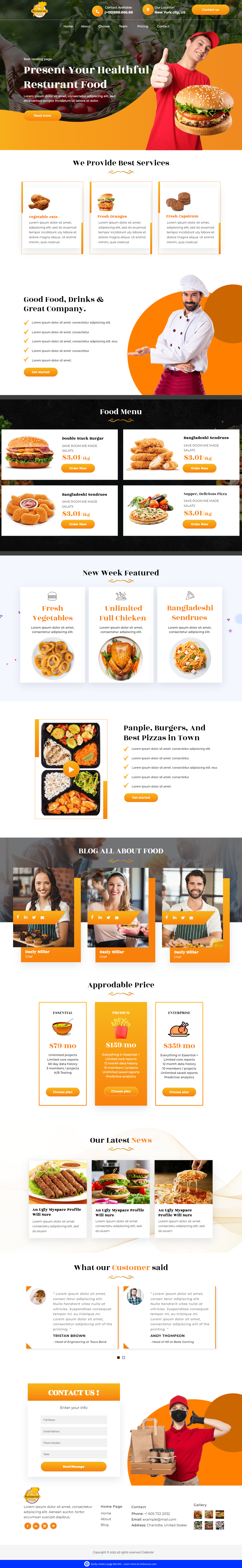 mẫu giao diện website thực phẩm restaurent food