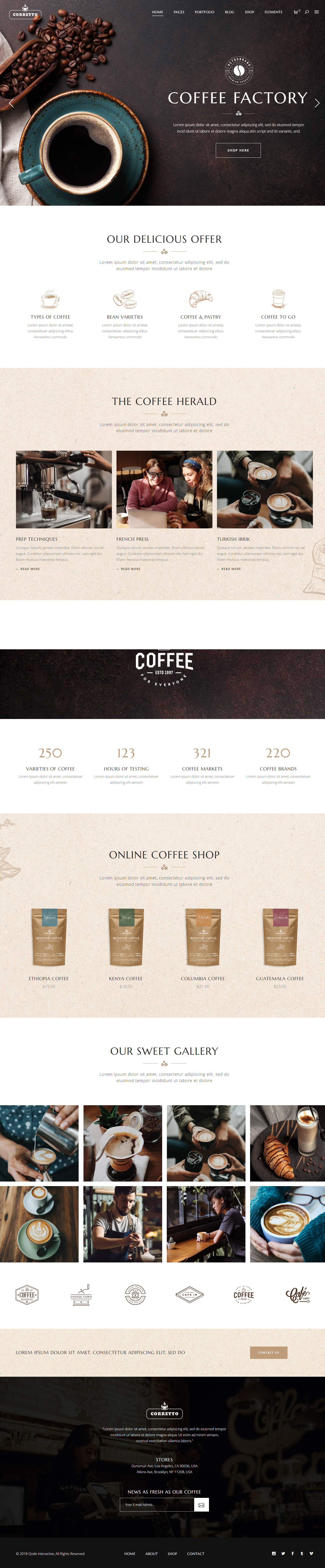 Mẫu giao diện website Cà phê Corretto
