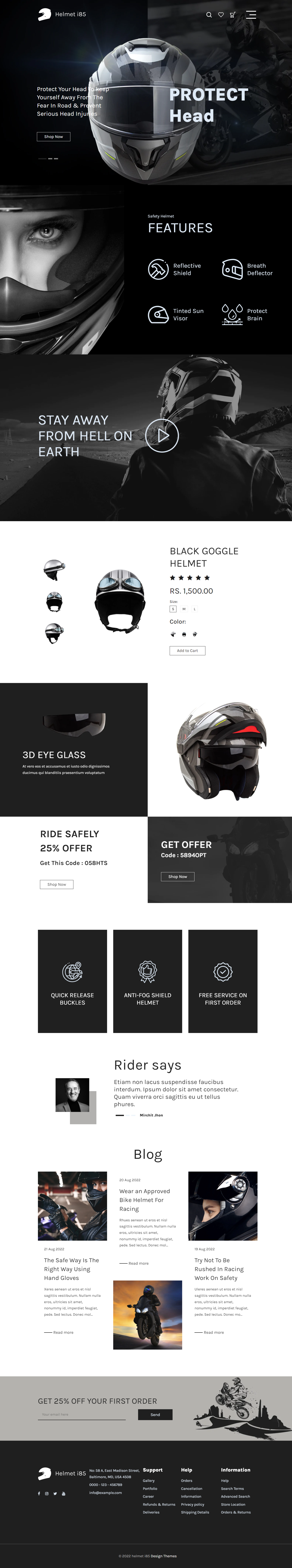 Mẫu giao diện website Mũ bảo hiểm Helmet i85
