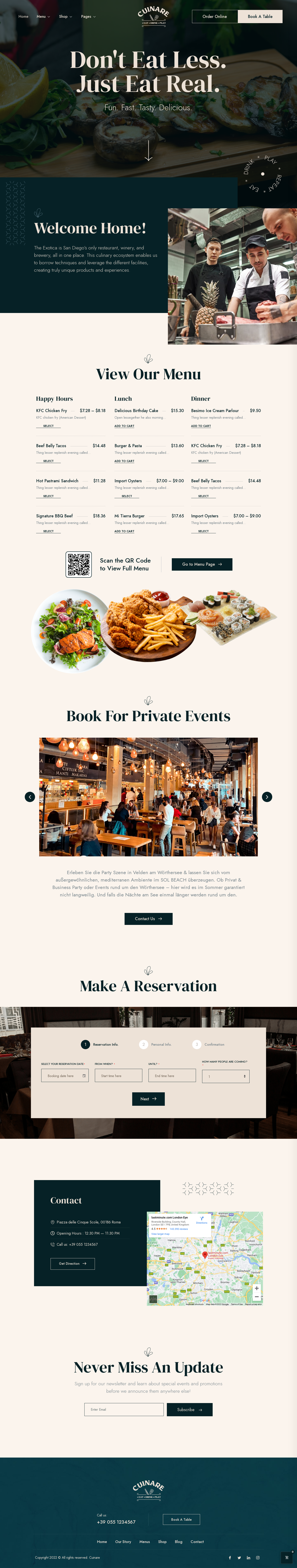 Mẫu giao diện website Nhà hàng Cuinare