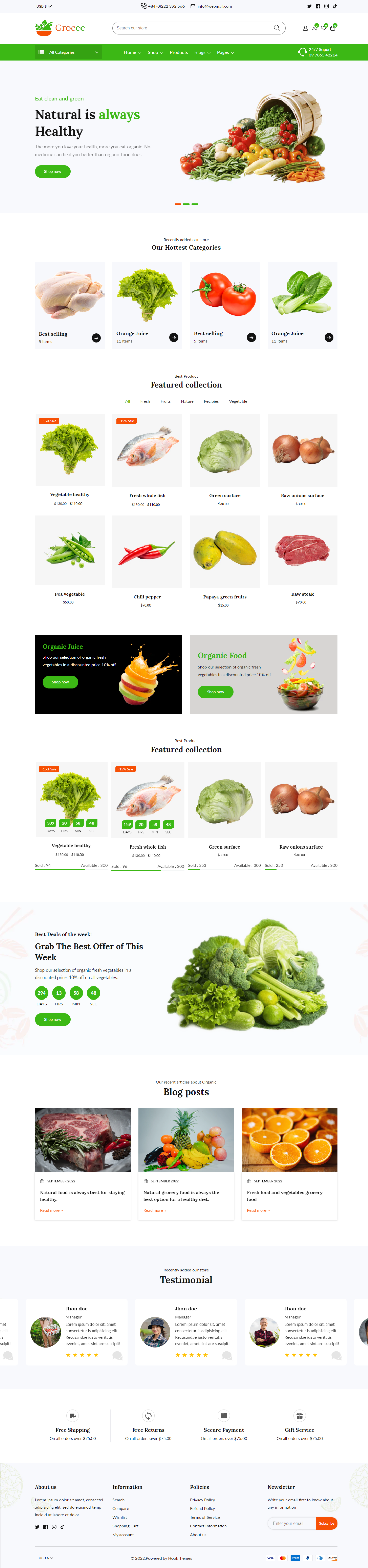 Mẫu giao diện website Thực phẩm Grocee
