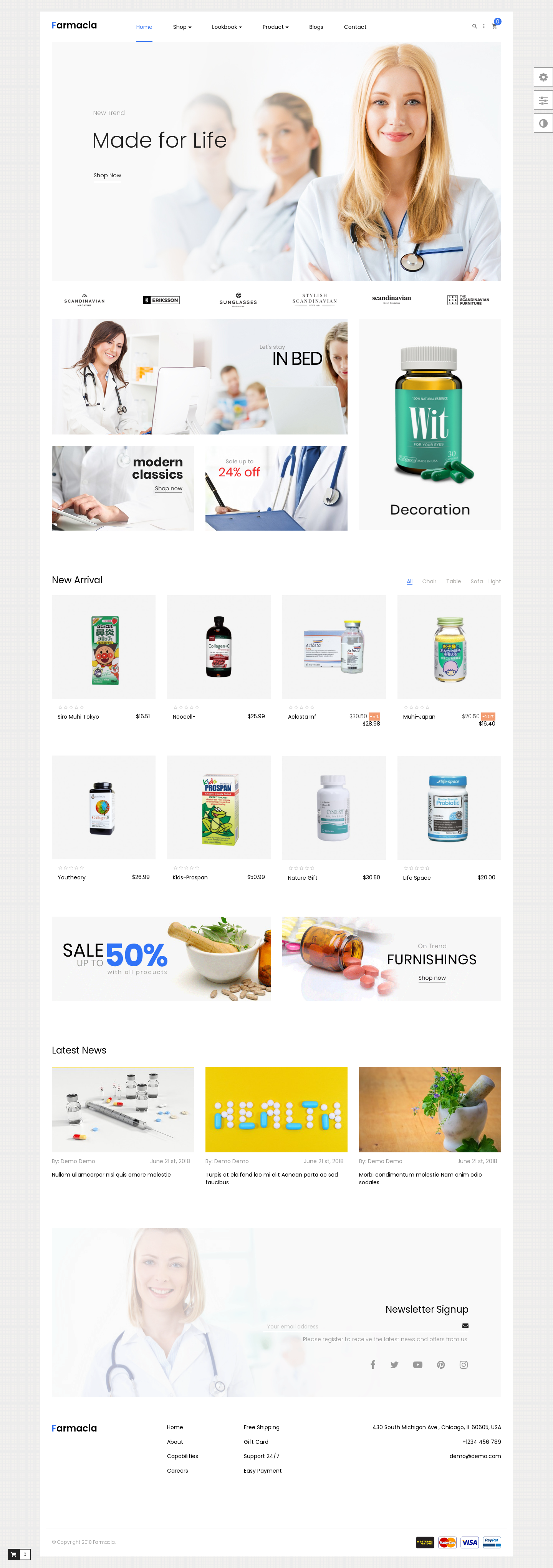 Mẫu giao diện website Dược phẩm Farmacia