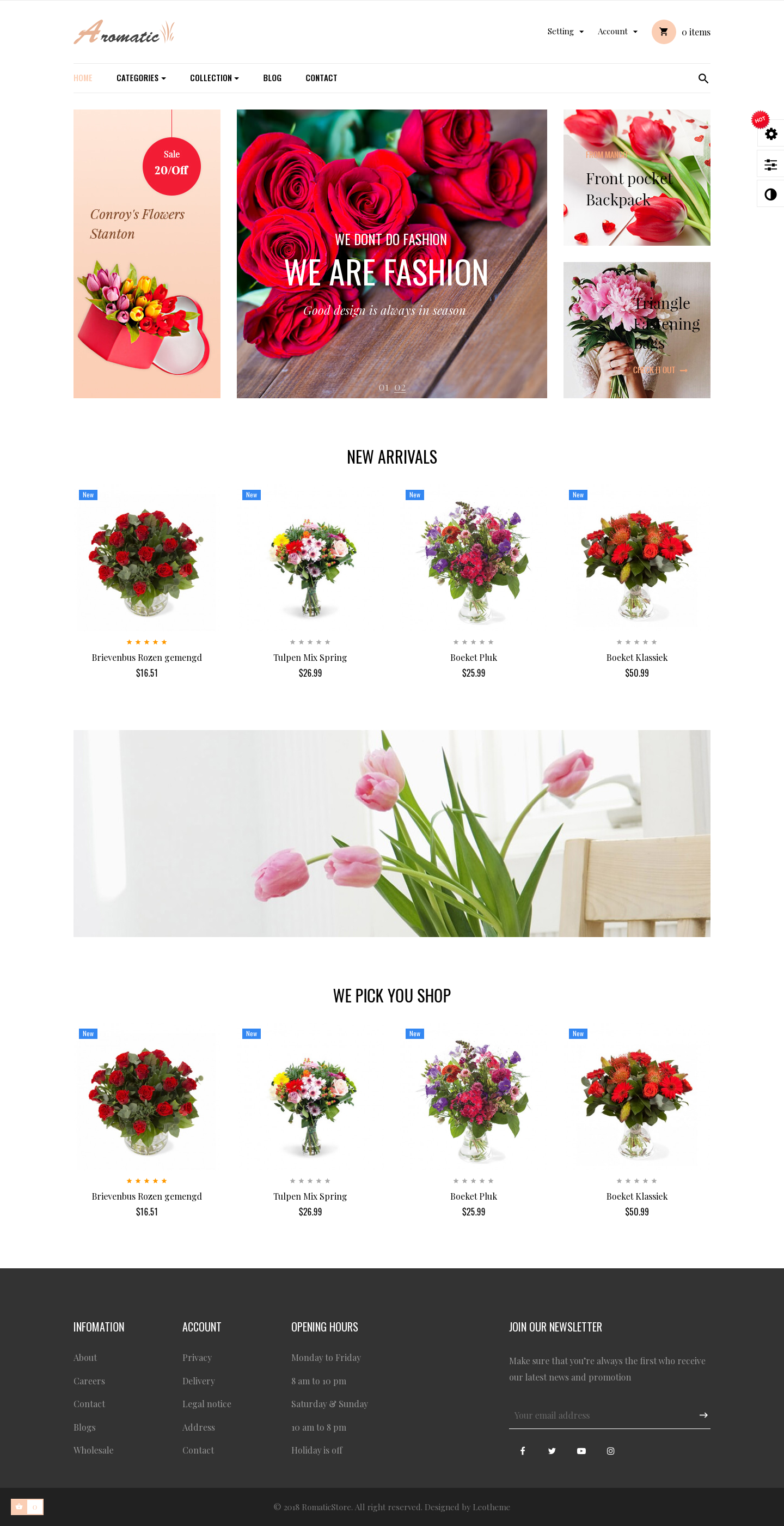Mẫu giao diện website Cửa hàng hoa Aromatic
