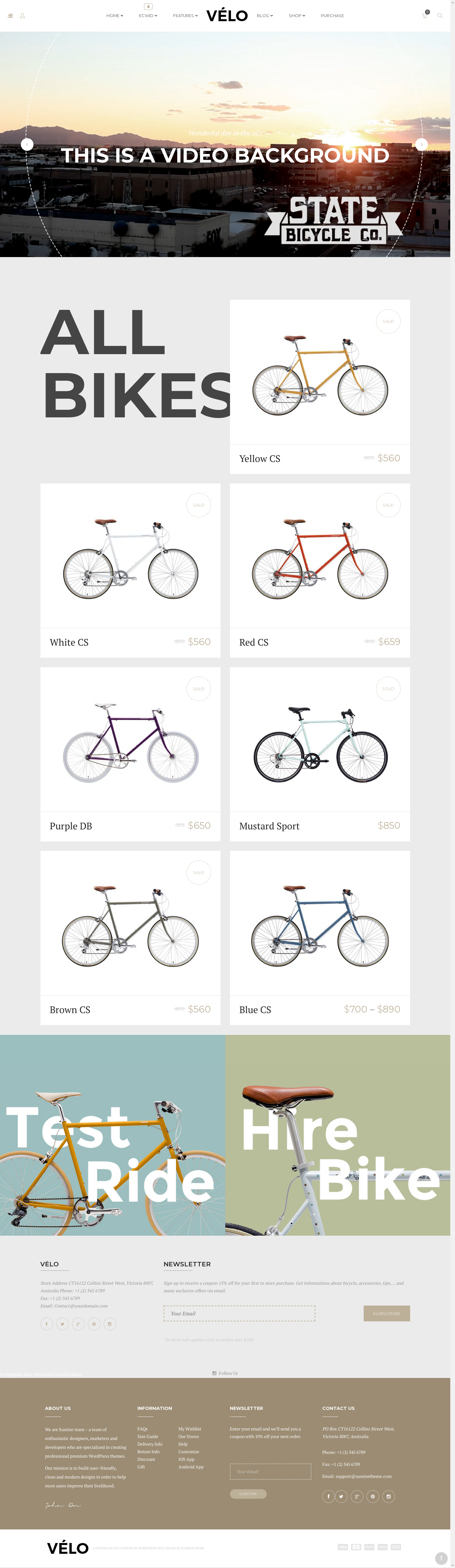 Mẫu giao diện website Xe đạp Vélo 02