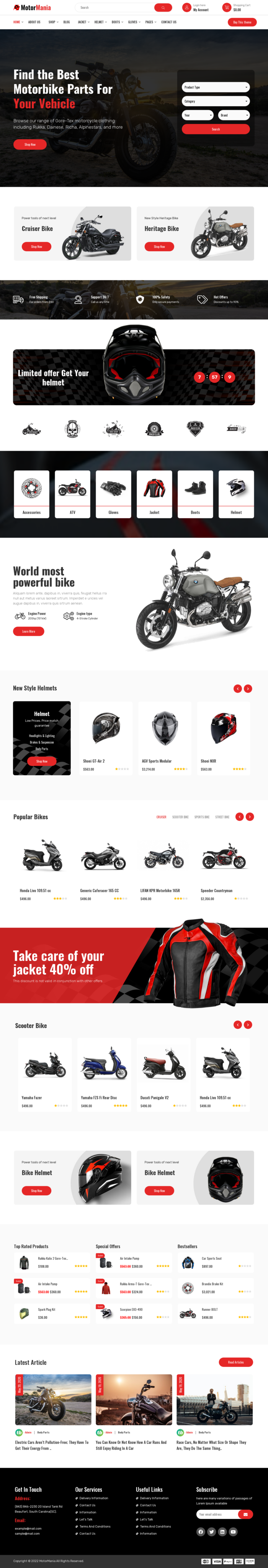 Mẫu giao diện website Mô tô MotorMania