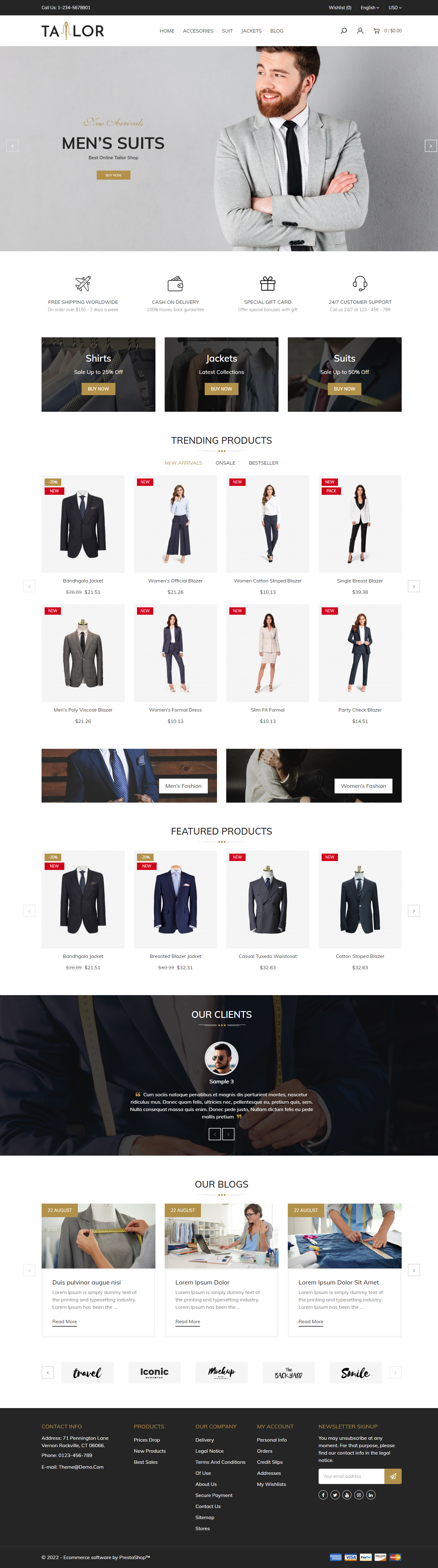Mẫu giao diện website Nhà may Tailor