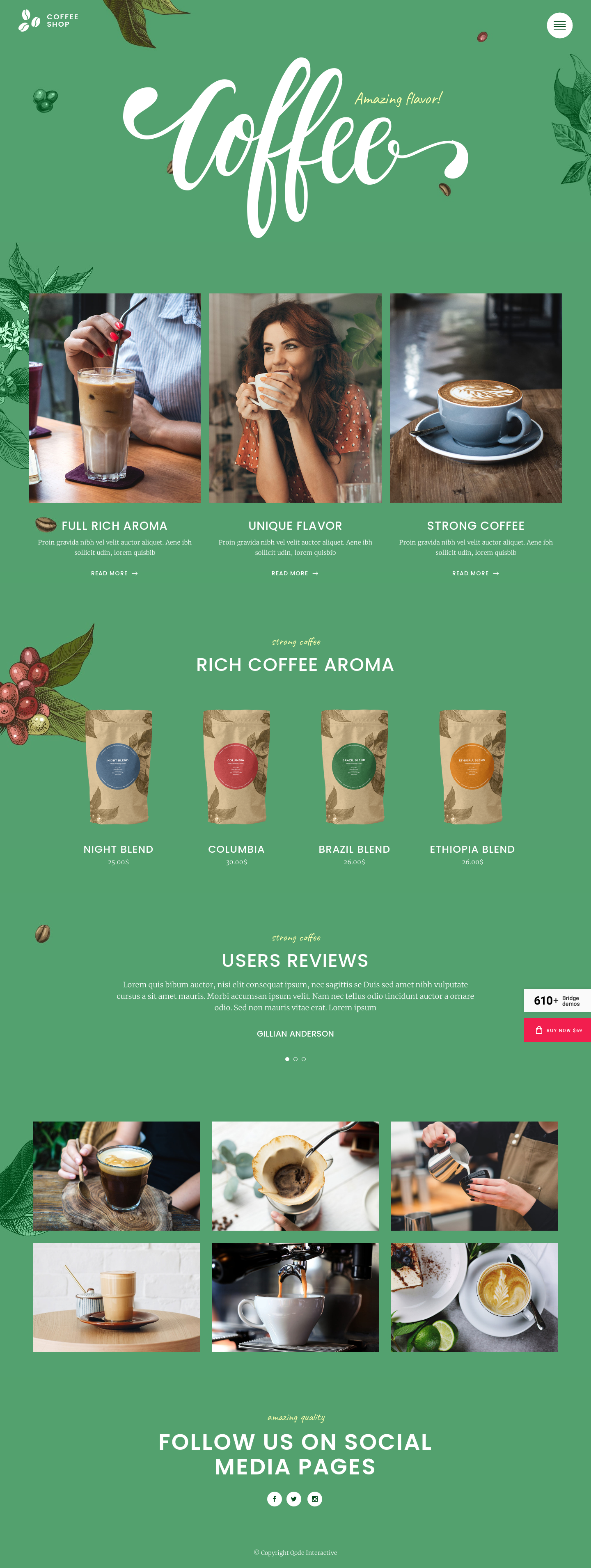 Mẫu giao diện website Cà phê Coffee