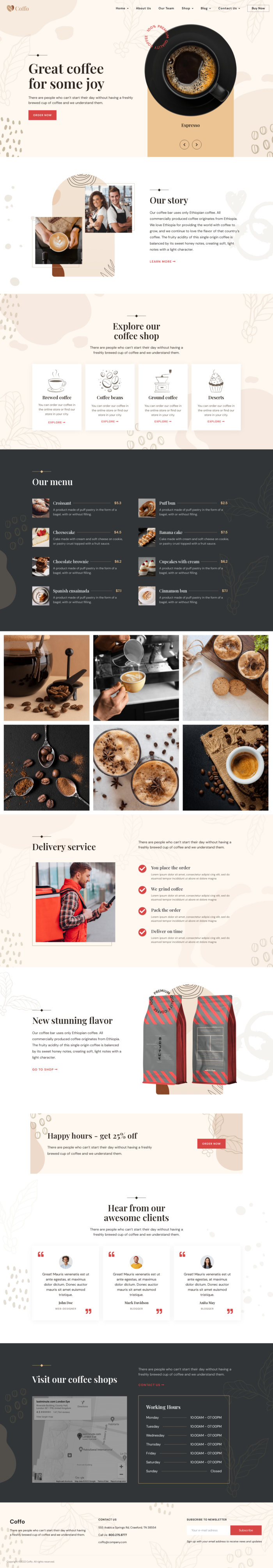Mẫu giao diện website Cà phê Coffo