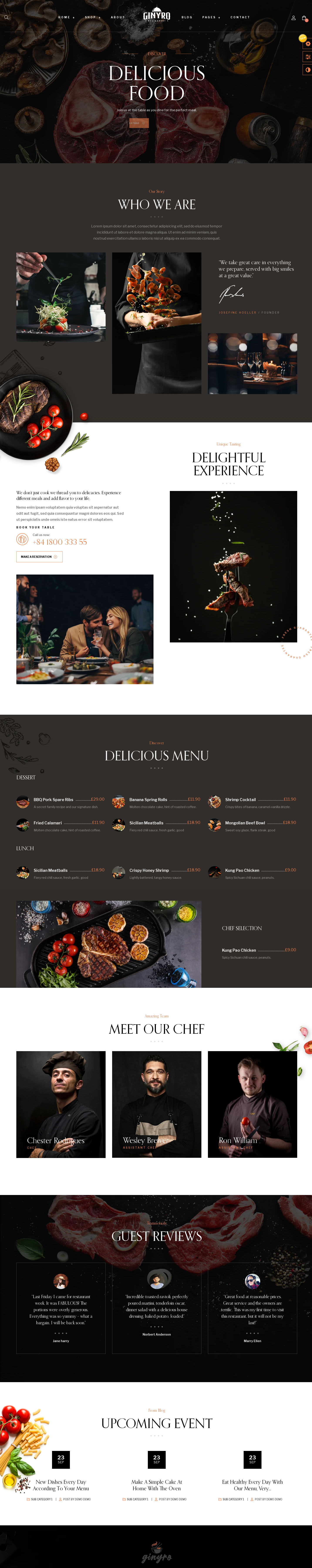 Mẫu giao diện website Nhà hàng Ginyro 2