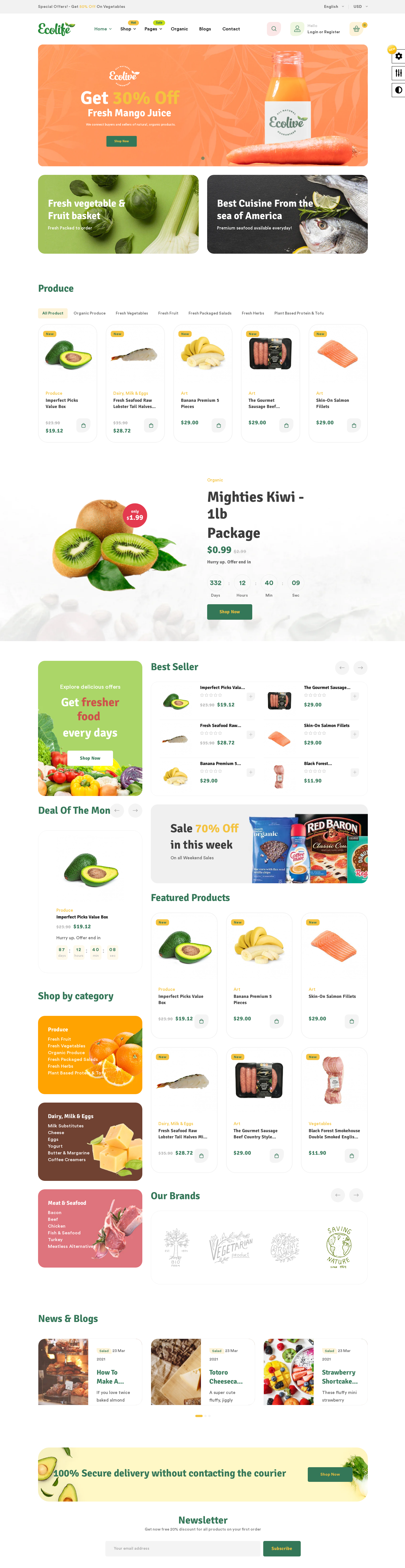 Mẫu giao diện website Thực phẩm Ecolife 2
