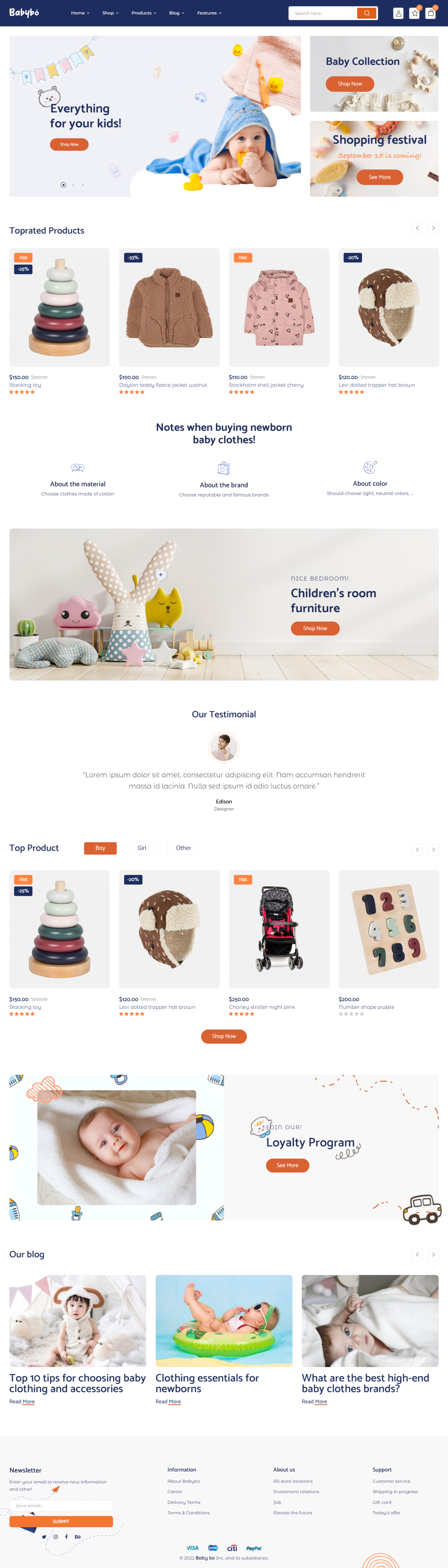 Mẫu giao diện website Trẻ em Babybo