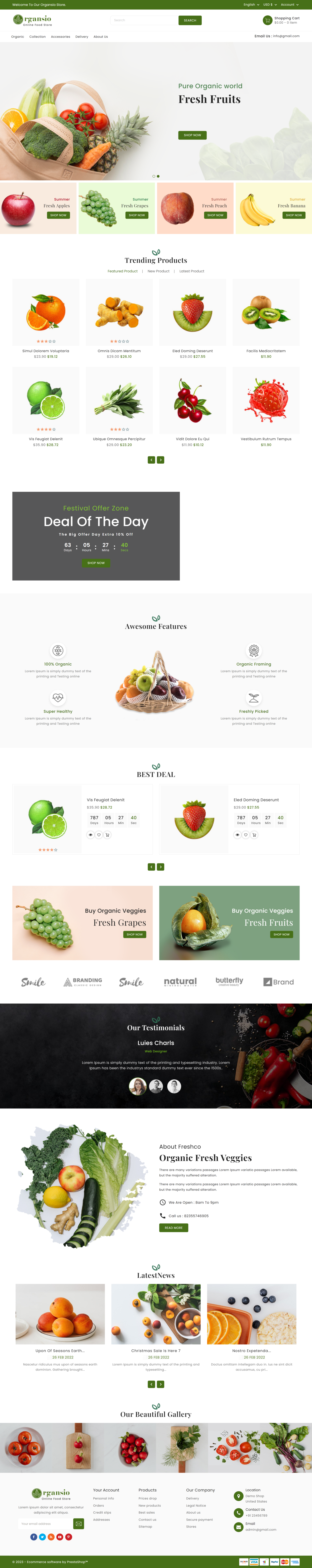 Mẫu giao diện website Thực phẩm Organsio 2