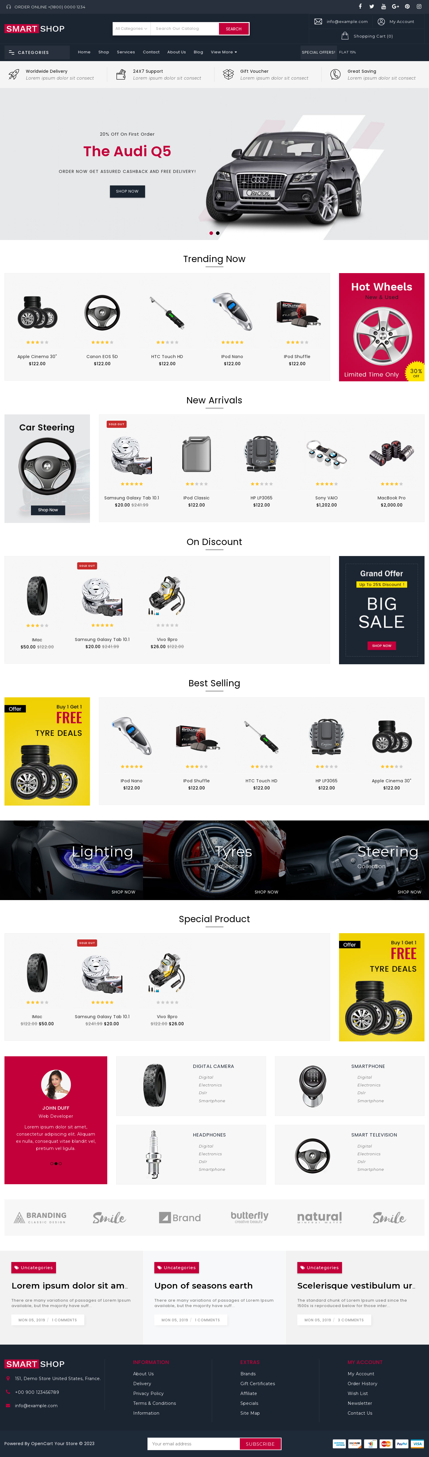 Mẫu giao diện website Phụ tùng ô tô Smartshop